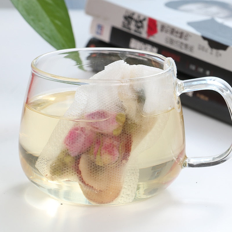 100 Pcs 5x7cm Disposable Empty Tea Bags with String & Non-woven Paper