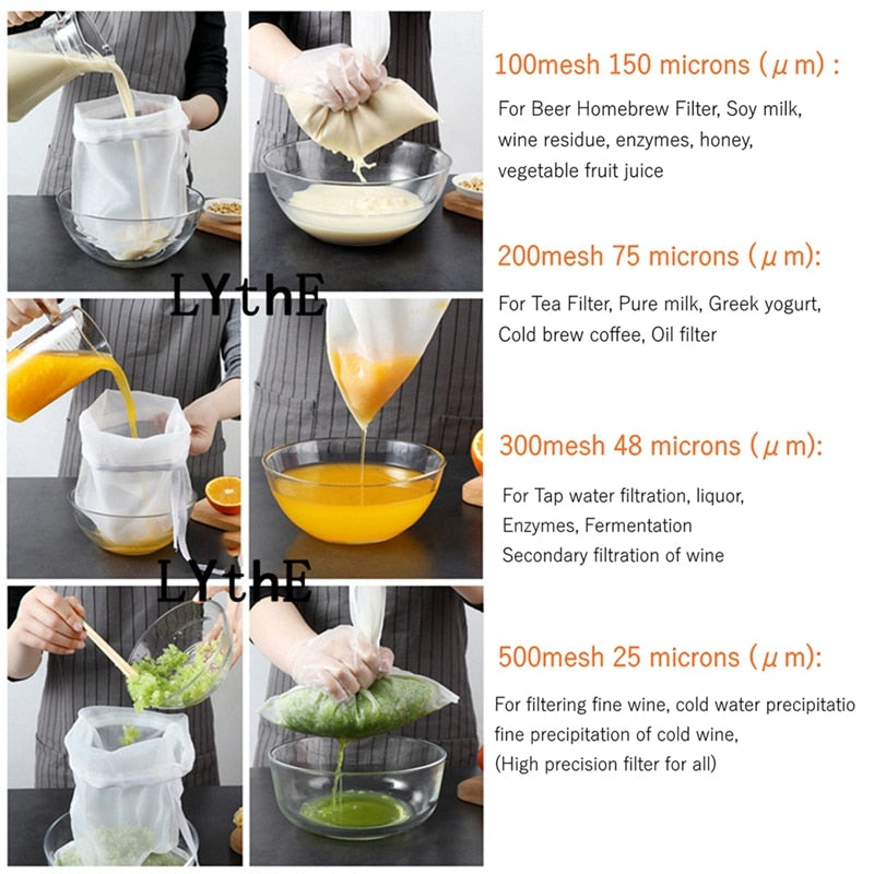 Nut Milk Reusable Nylon Mesh Filter Bag