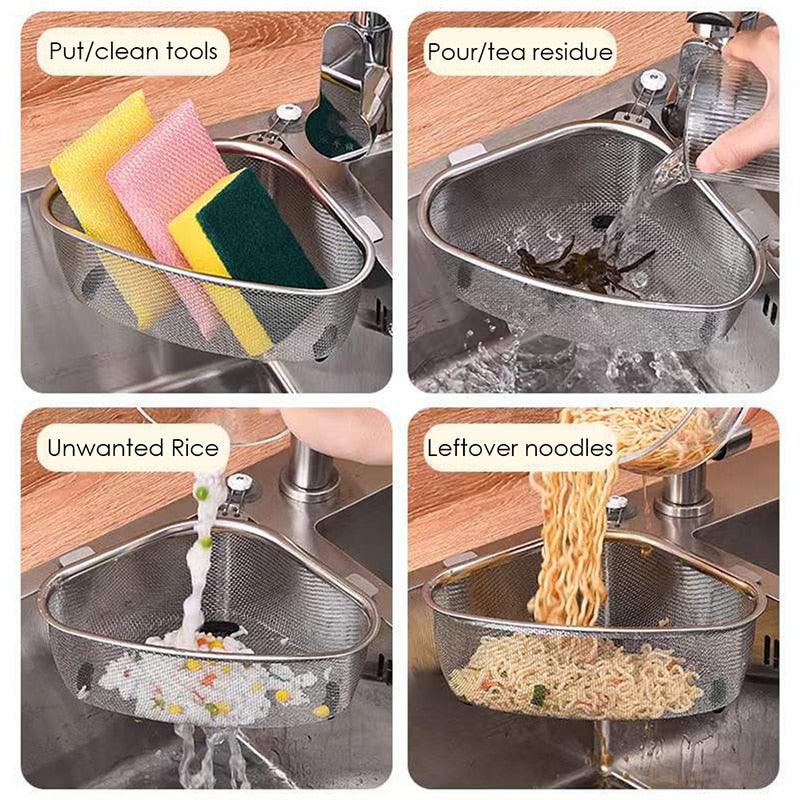 Kitchen Sink Stainless Steel Drainer/Strainer/Colander Triangle Basket