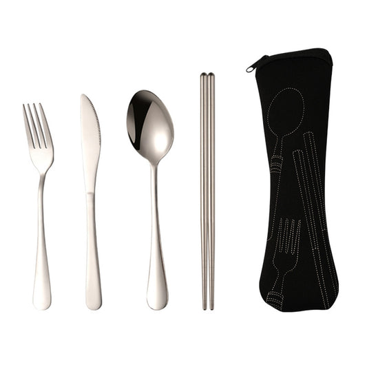 4-Pcs Tableware Stainless Steel Cutlery Set With Portable Pouch