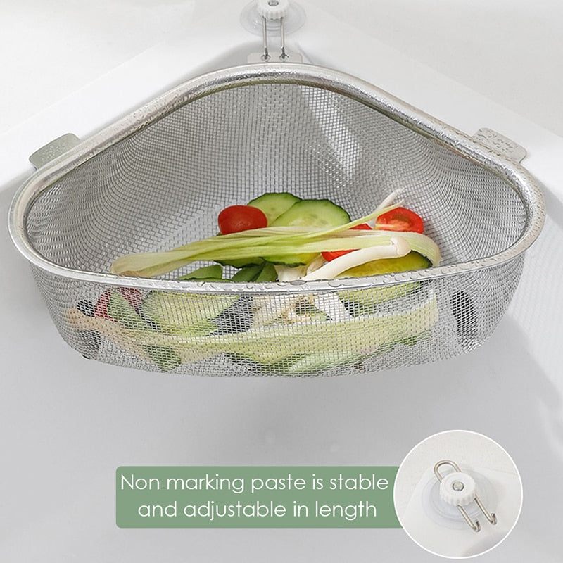 Kitchen Sink Stainless Steel Drainer/Strainer/Colander Triangle Basket